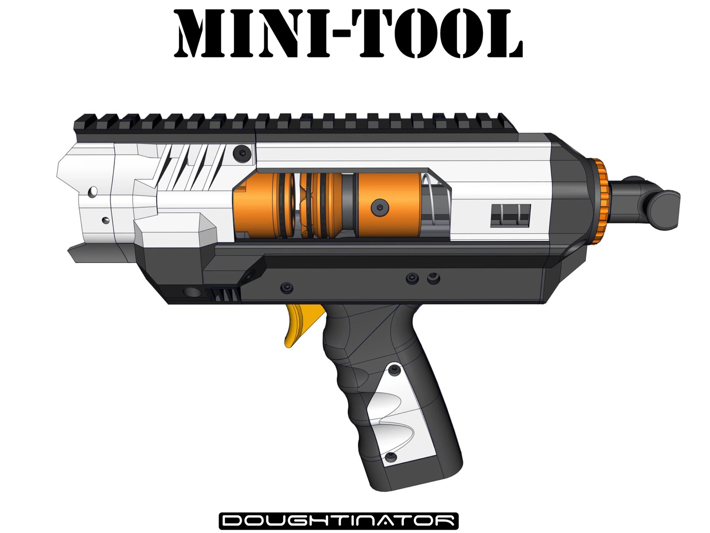 Mini-Tool | 3D Printable Single-Shot T-Pull NERF Blaster: Digital STL Download