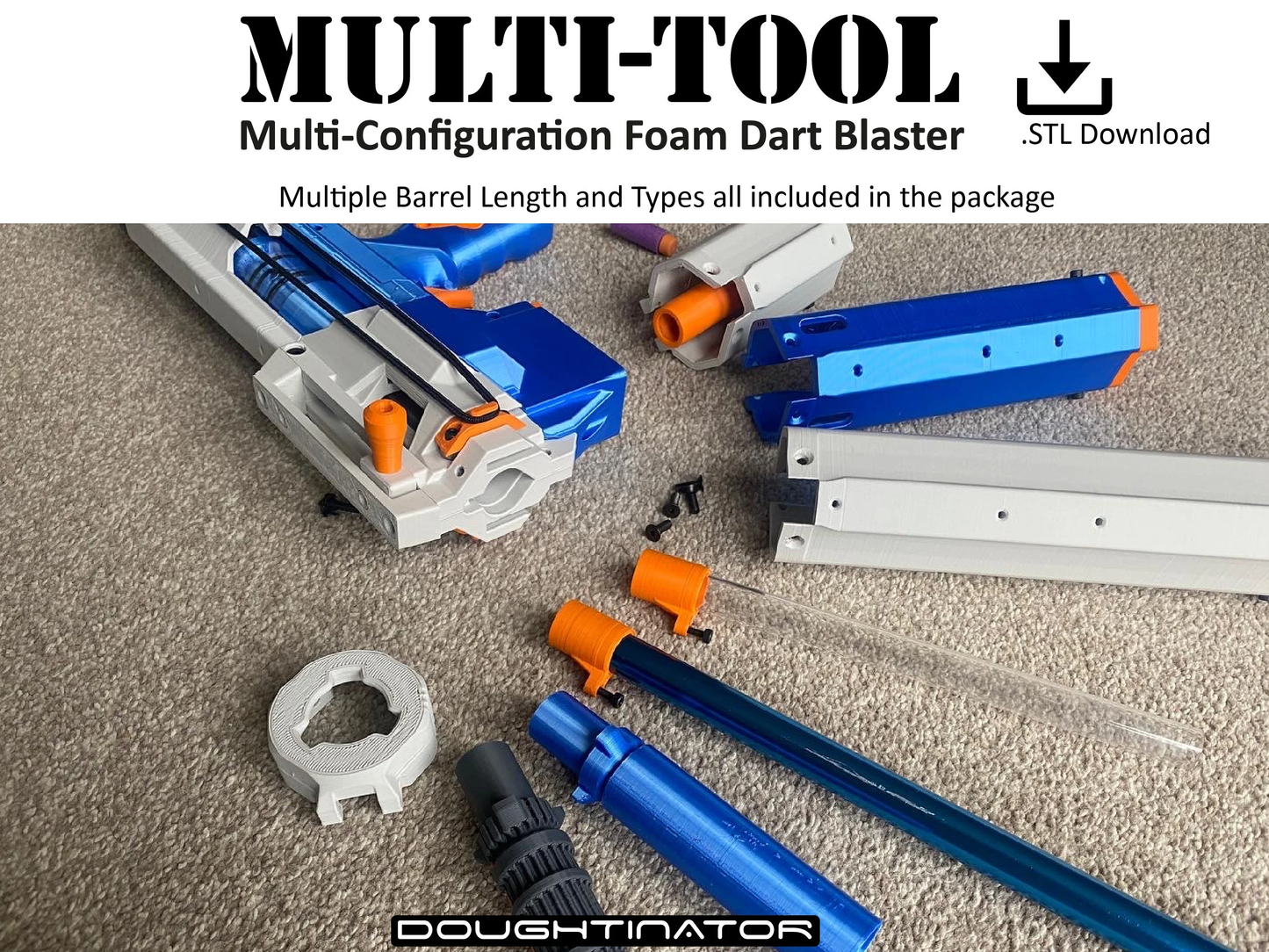 Multi-Tool | 3D Printable High Power NERF Blaster: Digital STL Download
