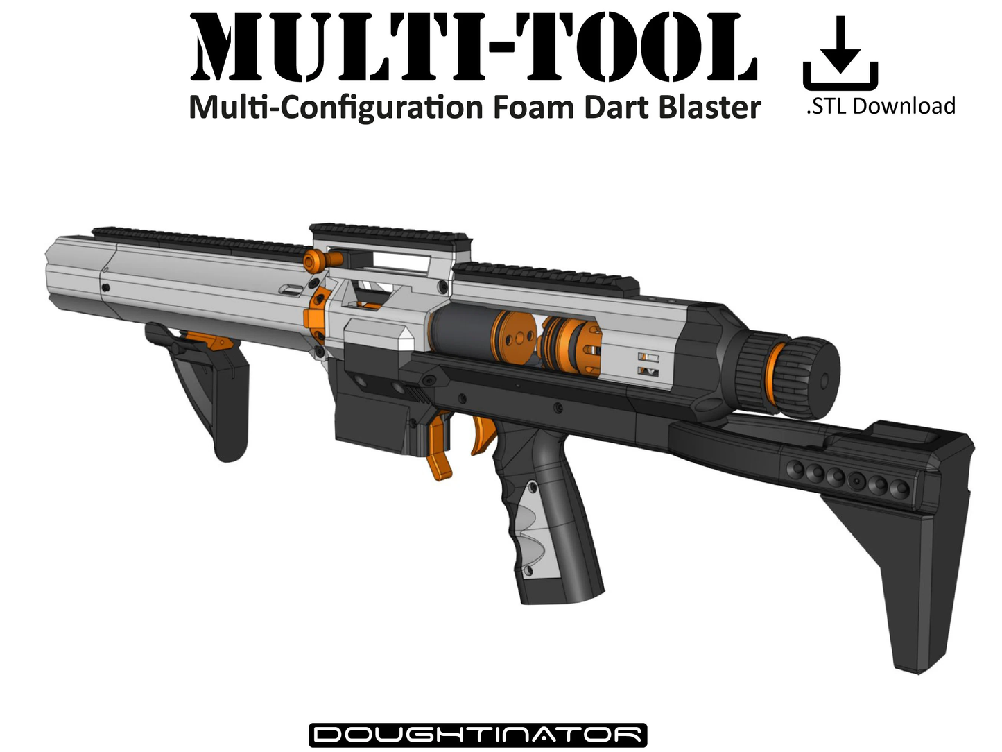 Multi-Tool | 3D Printable High Power NERF Blaster: Digital STL Download
